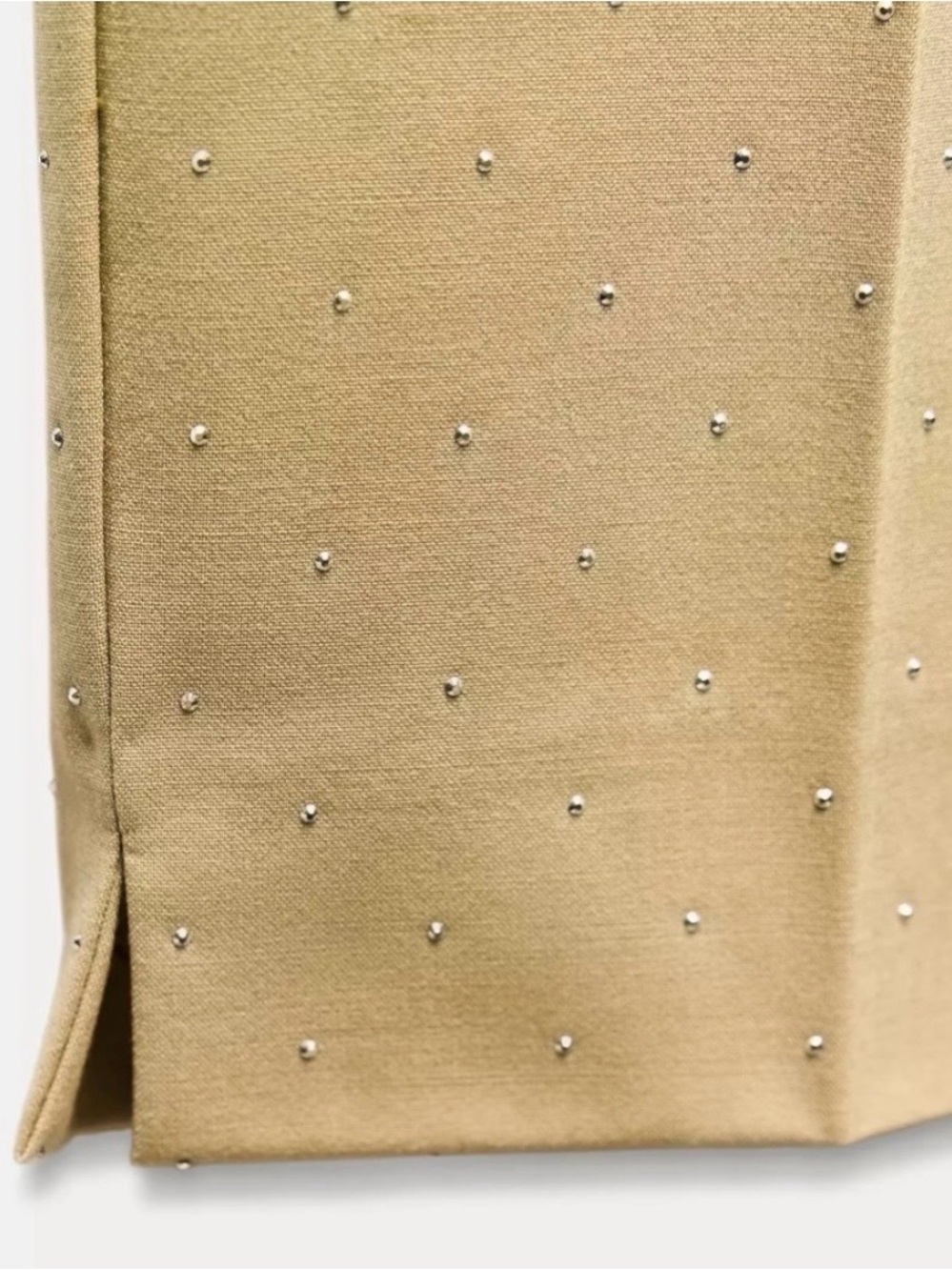 Zara NWOT Beige Suit with small silver studs. Cropped Tailored Pants. - Picture 9 of 9